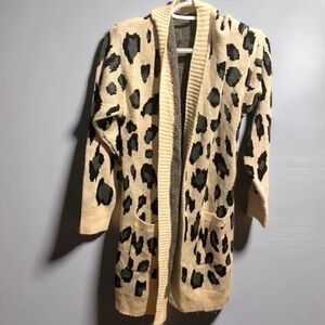 Leopard Print Longline Knitted Cardigan